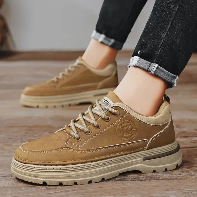 Shock-Absorbing Rubber Sole Men’s Leather Shoes